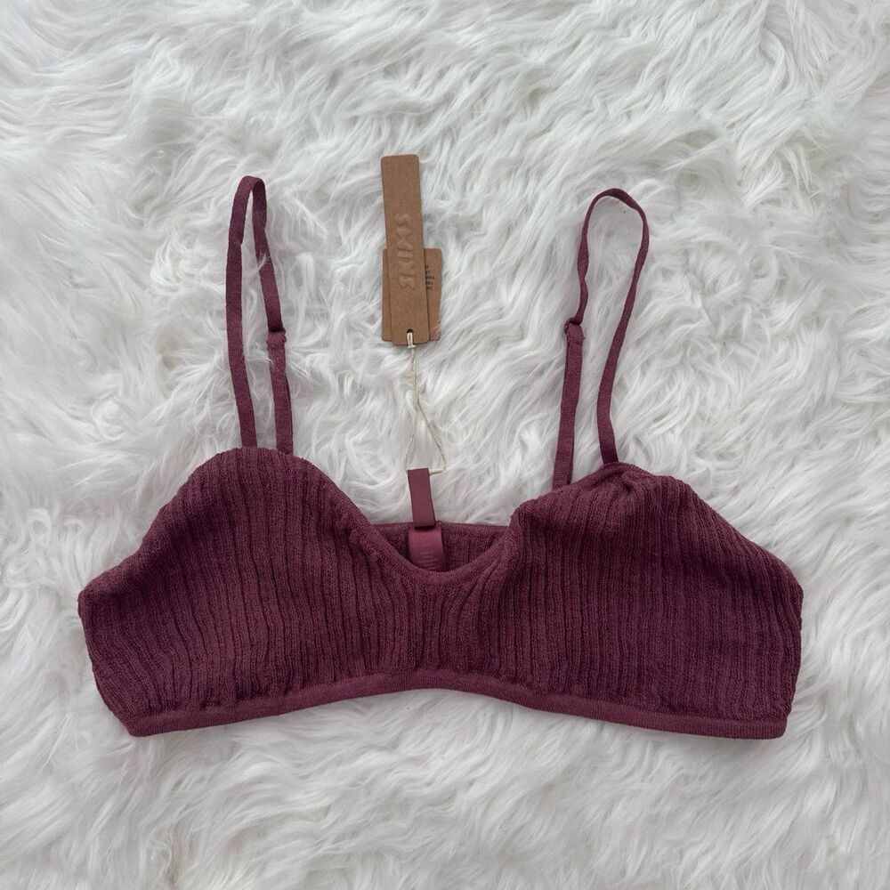 Skims Sheer Knit Bralette Beet Size Large